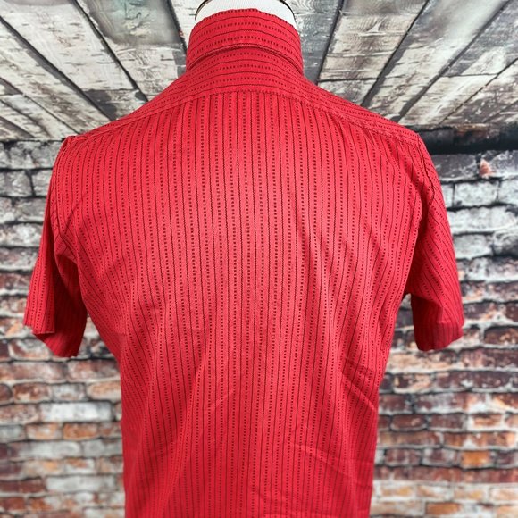 Moving Up Vtg 80s Retro Red Black Geometric Shirt - Picture 3 of 4